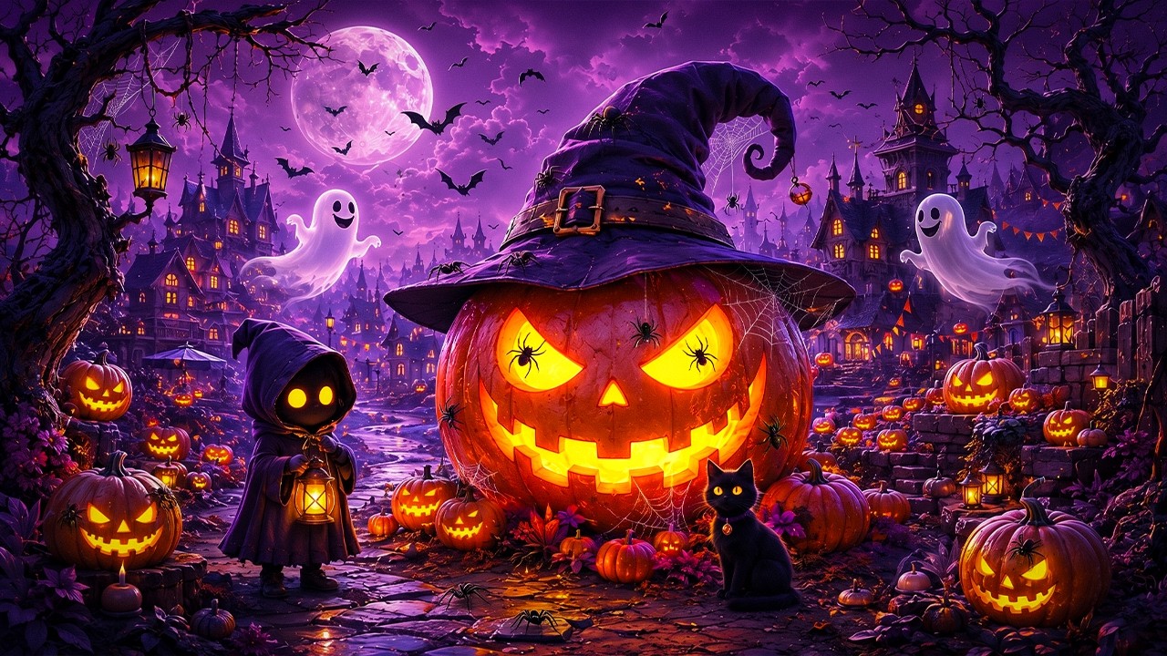 Best Halloween Music 2026 🎃 Giant Witch Pumpkin Village 👻 Cozy Spooky Night Ambience