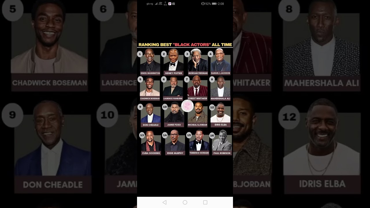 Ranking best black actors of all time.