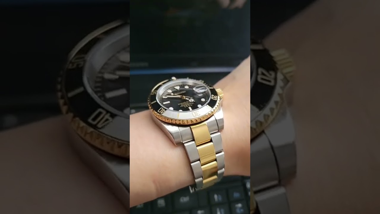 Seiko Mod Submariner style  silver n gold