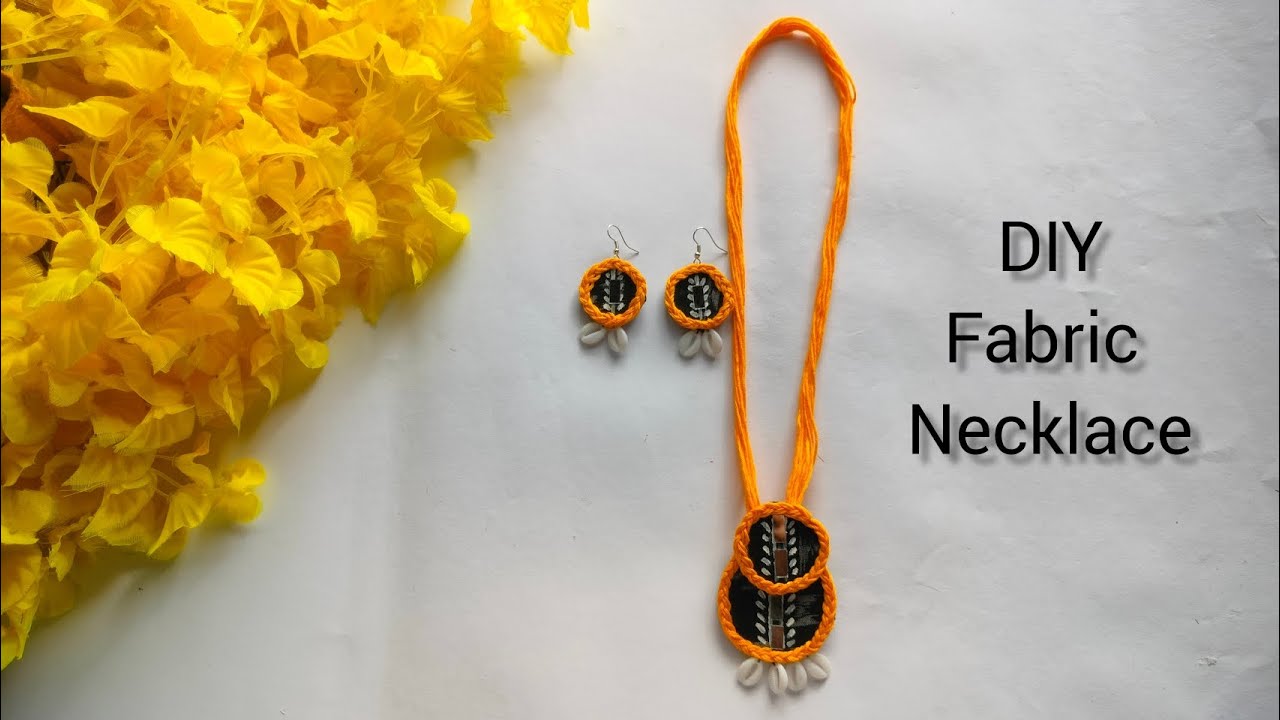 How to make Fabric necklace at home ||  Fabric jewellery making || DIY Fabric necklace 
