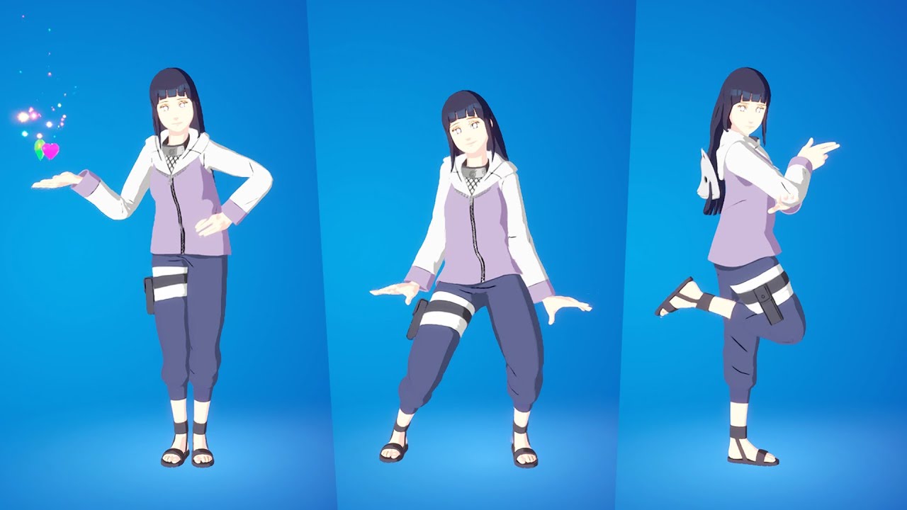 Hinata Hyuga Skin Showcase with Emotes and Dances | Fortnite X  Naruto Skins ( 2nd Style )