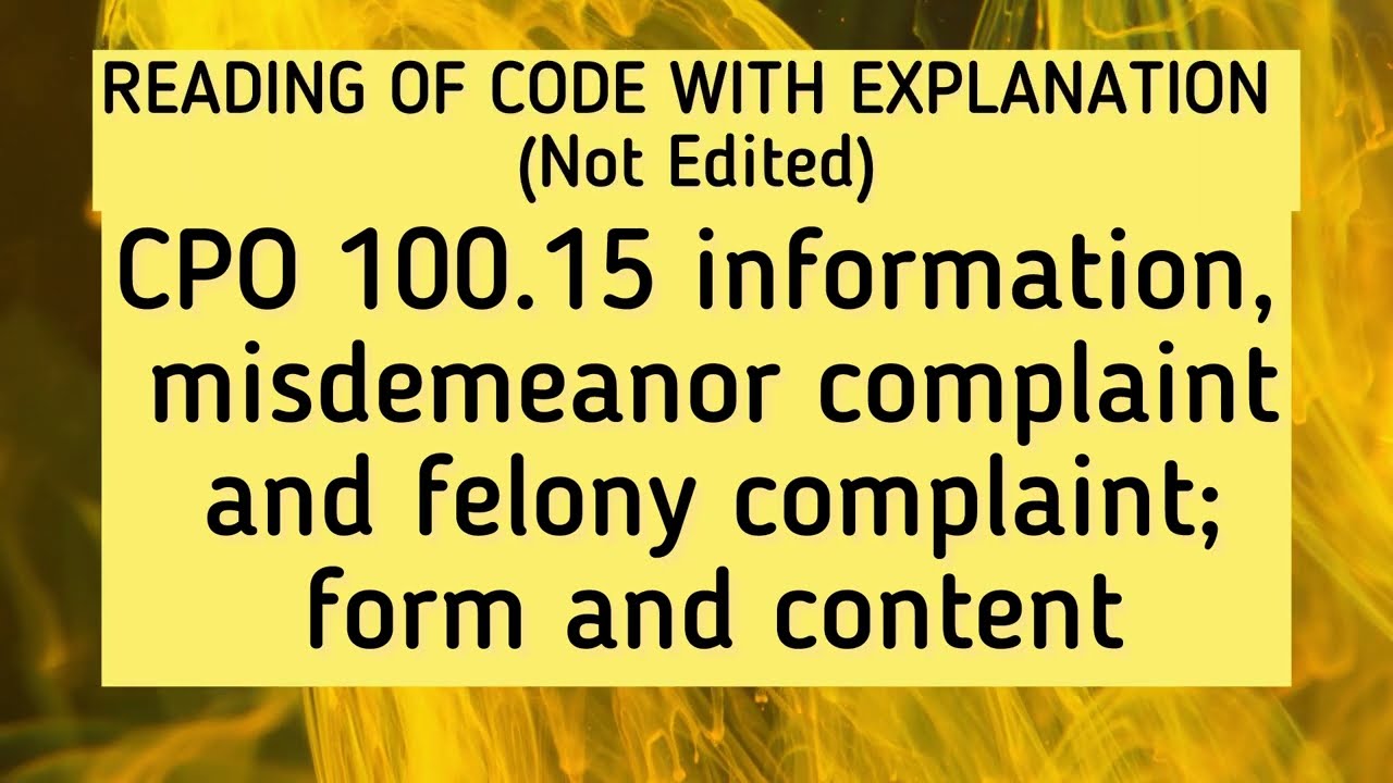 CPL 100.15 FULL - information, misdemeanor complaint, and felony complaint form and content