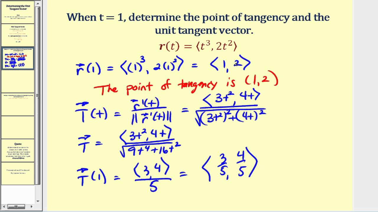 Determining the Unit Tangent Vector