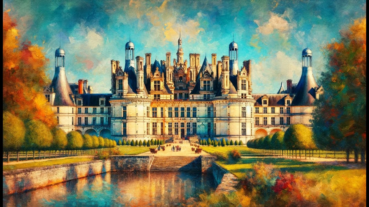 BEAUTIFUL French Castle Canvas Artwork (1 Hour, Soothing Music)