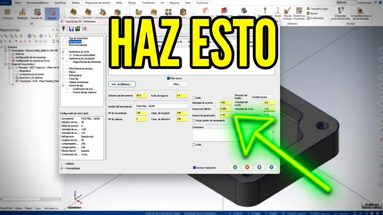 5 Definir operación de refrentado y contorno con MasterCAM CAD CAM