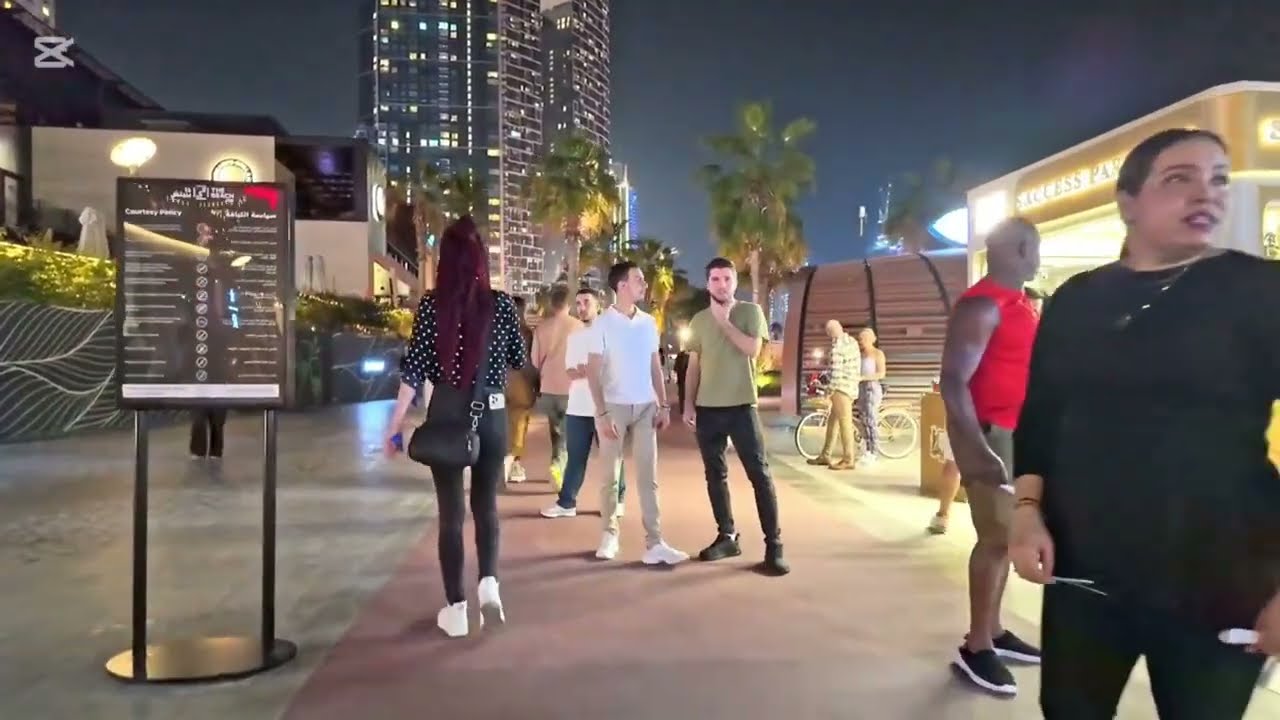 Dubai JBR Beachfront Nightlife Future of luxury Living Walking Tour 