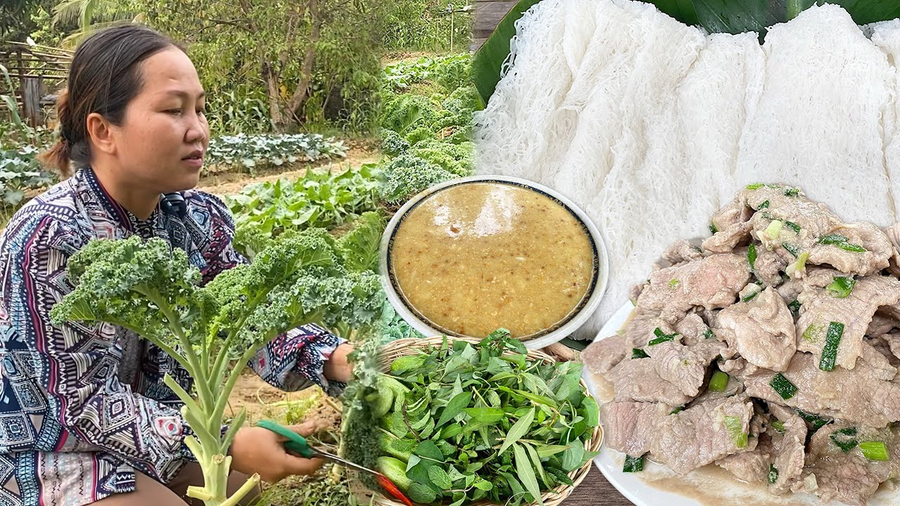 Village Vegetables | Rice Noodles, BanhHoy with Fresh Organic Vegetables & Healthy Cambodian Food