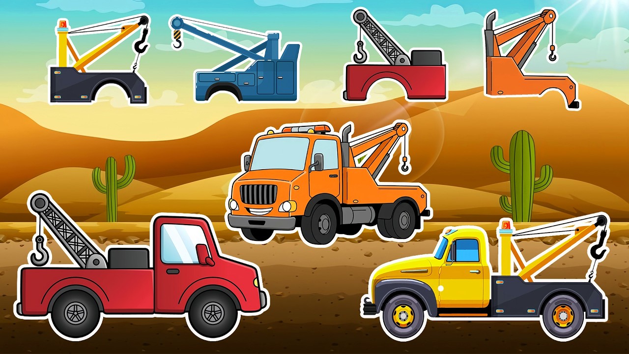 Match the Tow Truck Arm! 🚛🔧 | Can You Find the Correct Crane? | Funny Vehicles Animation