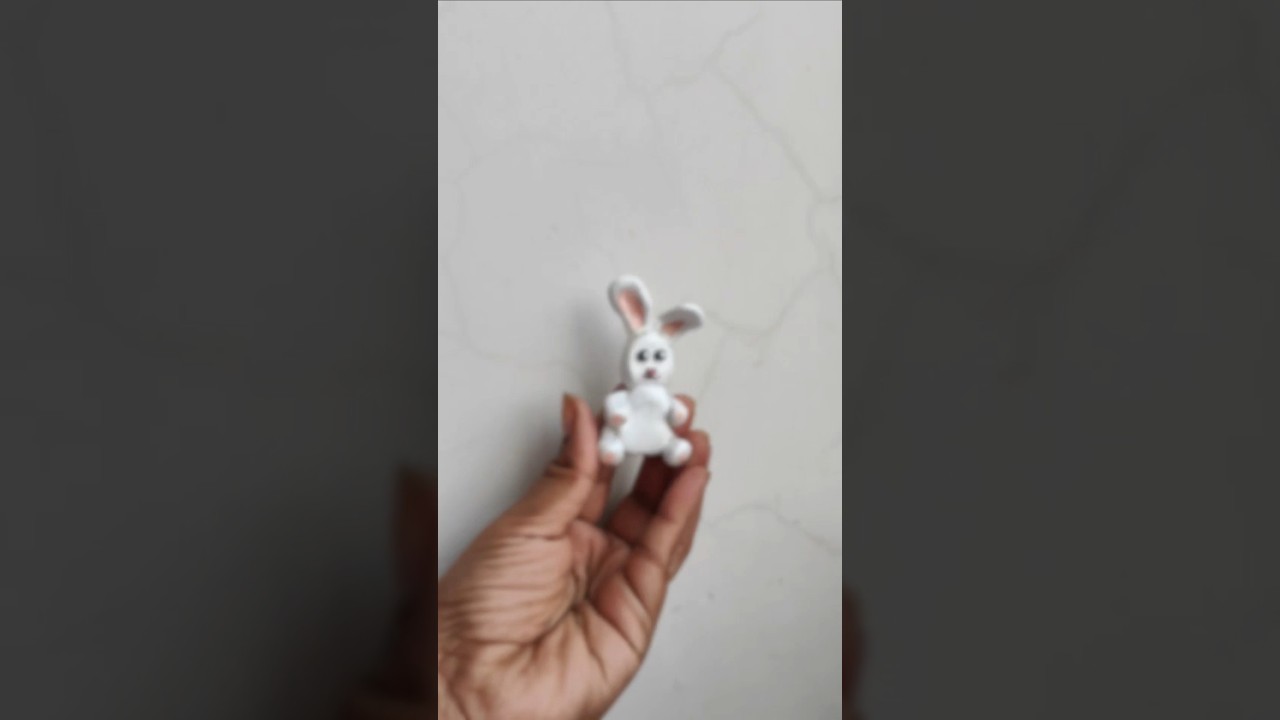Handmade Miniature Bunny with Air Dry Clay|DIY Cute Clay Animal