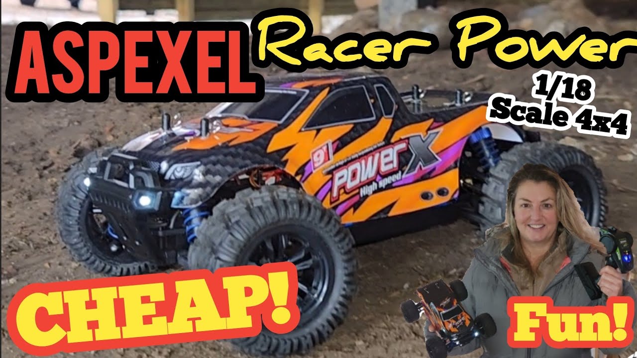 Testing the Aspexel Racer Power 1/18 scale 4x4. A cheap and fun RC Basher! RC Wife approved