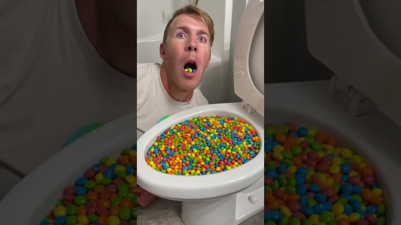 Eating Skittles Candy in Toilet #shorts