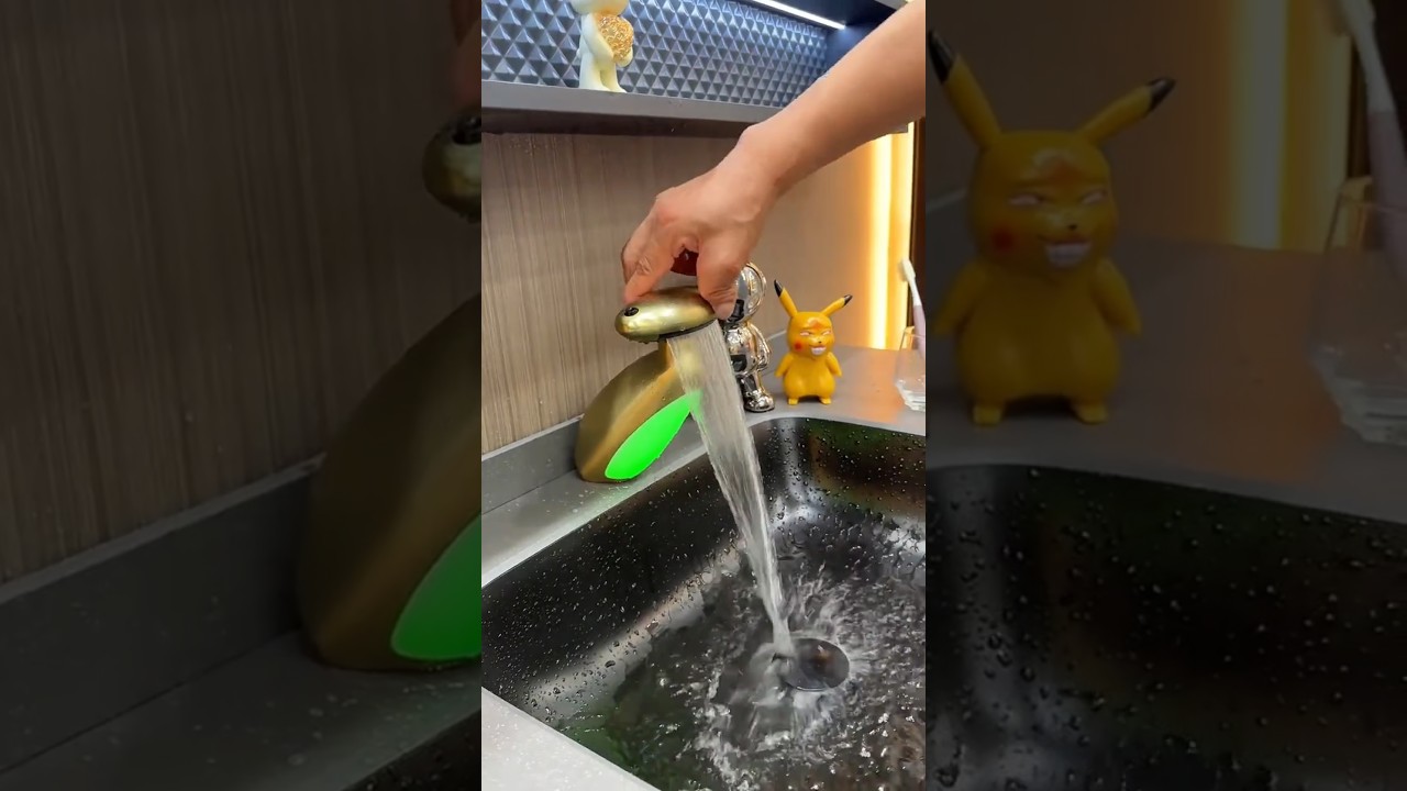 Smart LED taps with smart gadget basin decor #interiordesign #ytshorts #shortvideo #viralshorts