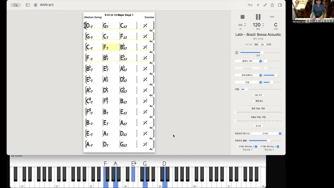Major 2-5-1 Jazz Piano Voicings with 5 notes, 4 keys with visual keyboard-1