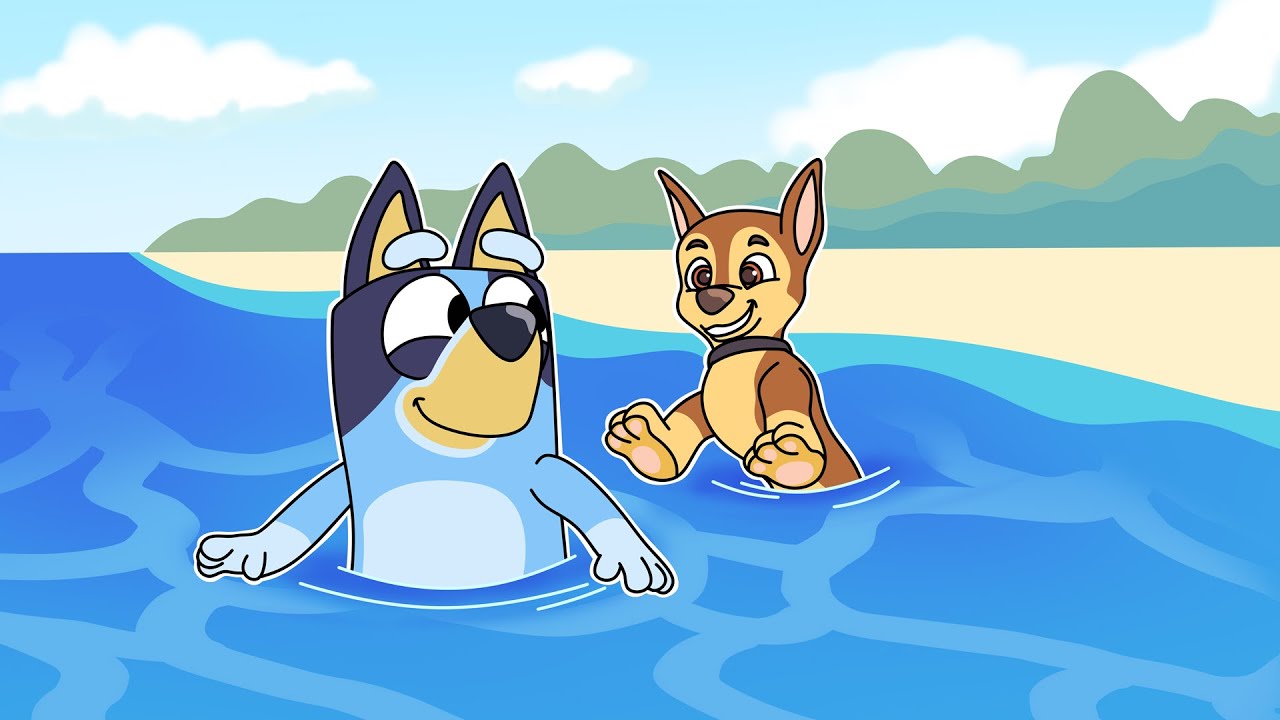 BLUEY Y CHASE DE PAW PATROL TIENEN UNA CITA EN LA PLAYA DE MINECRAFT 😍
