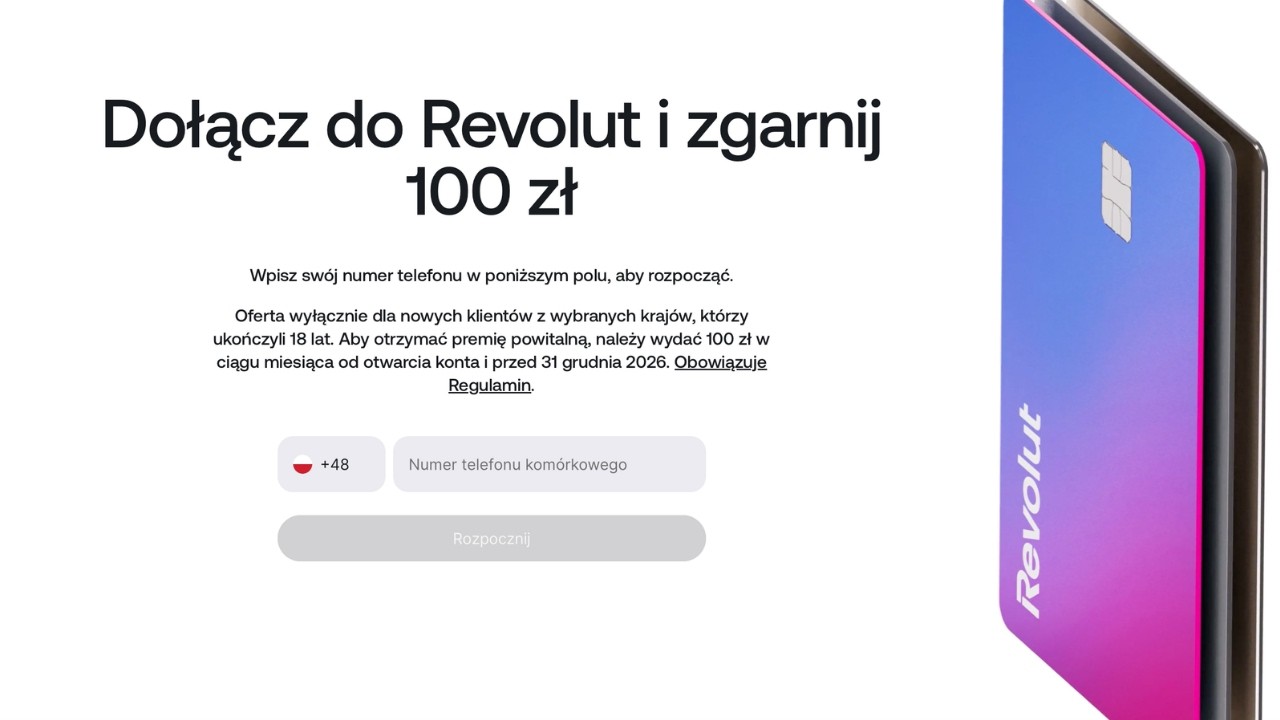 Promocja Revolut: bonus 100 zł za założenie | Odbierz pieniądze za rejestrację i aktywność | 2026