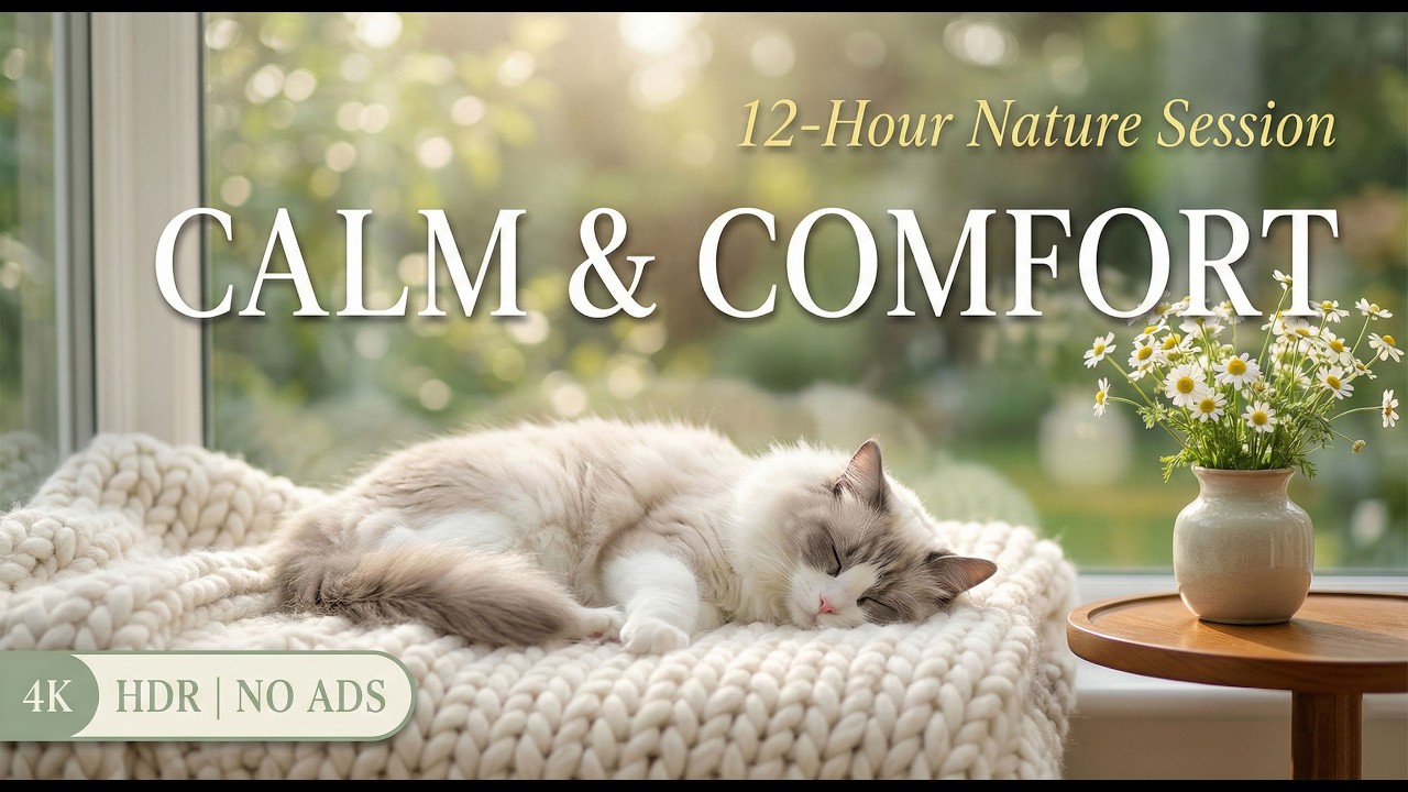 12 Hours Of Healing Cat Sleep Music 🌼 Gentle Nature Ambience for Comfort, Calm & Deep Relaxation 😺