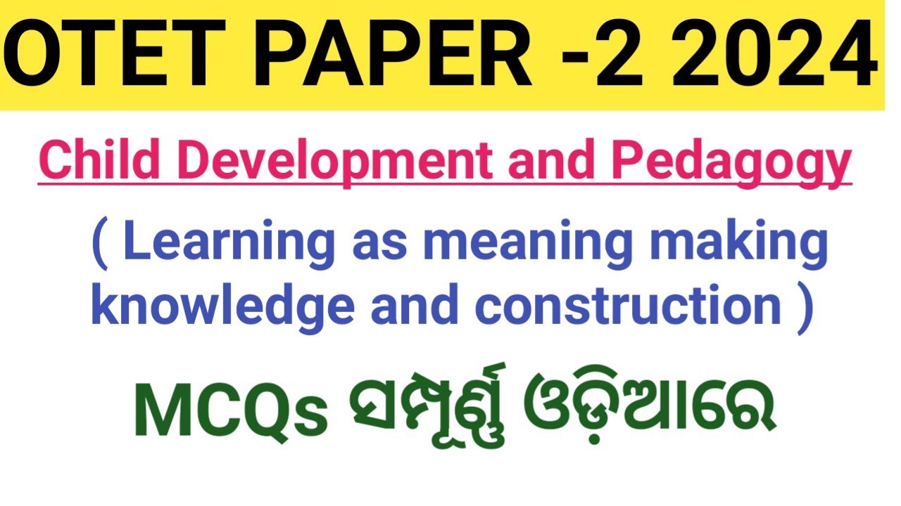 OTET PAPER -2 (Child development and pedagogy) Learning by rout sir classes.