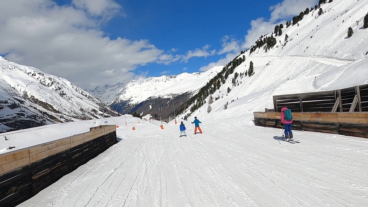 Skiing bottom part of BLUE ski slope called 6 OBERGURGL (Austria) GoPro HD POV - April 2024