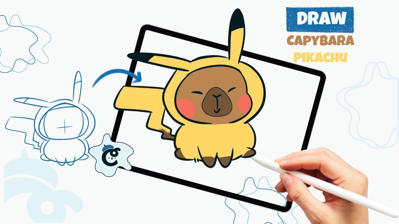 How to Draw a Pikachu Capybara | Cute Capybara Drawing Tutorial