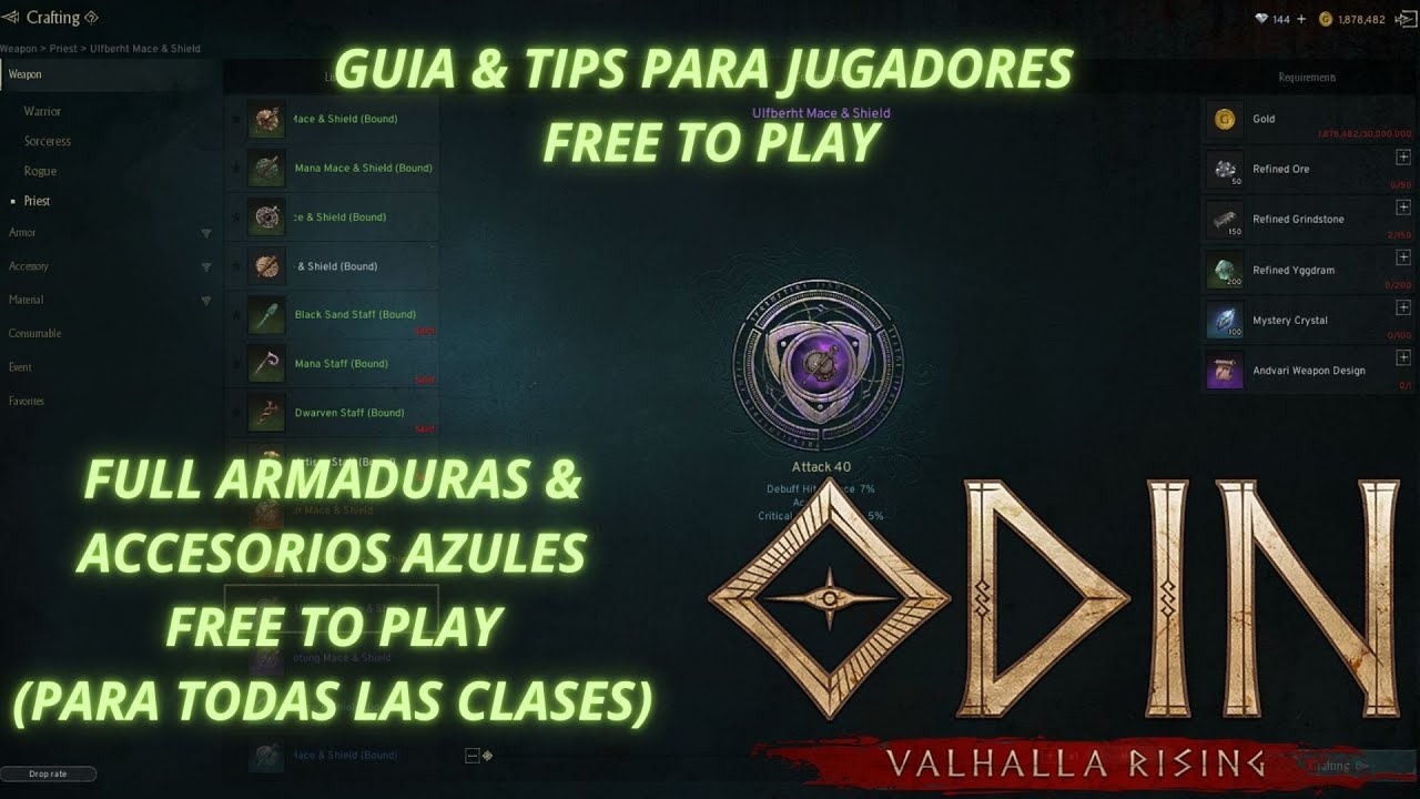 GUIA DE CRAFTING CON ALTS (SEAN EFICIENTES) - ODIN VALHALLA RISING GLOBAL ESPAÑOL