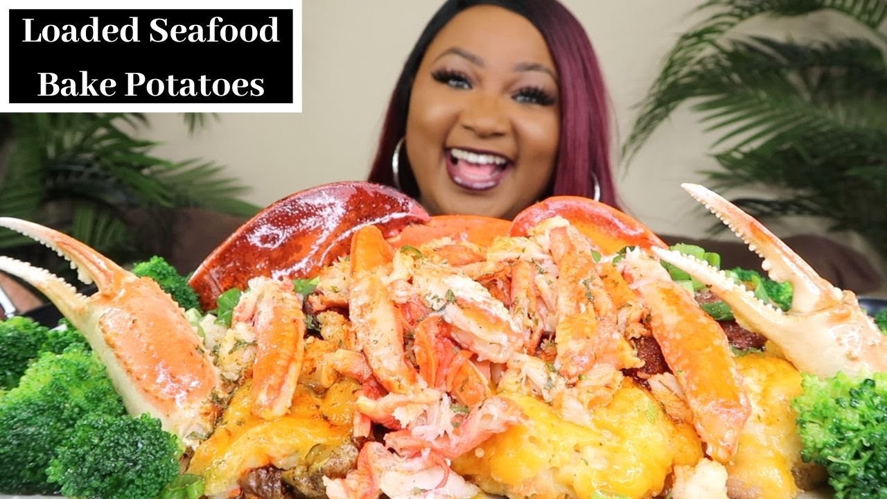 SEAFOOD BOIL MUKBANG , SNOW CRAB + LOADED SEAFOOD BAKE  POTATOES
