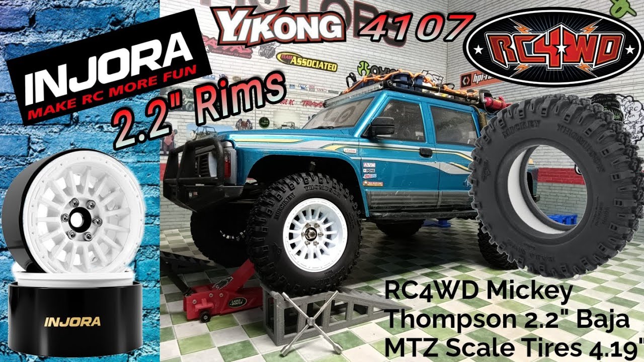 Улучшенные шины и диски Yikong 4107 \ Диски Injora 2.2” RC4WD Шины Mickey Thompson MTZ 2.2” #rc