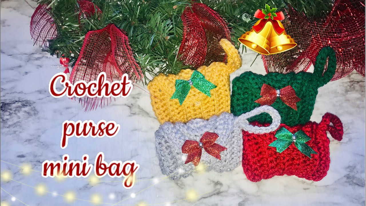 Super easy crochet coin purse/ mini bag #crochet #crochettutorial #veryeasyandsimple #christmasdecor