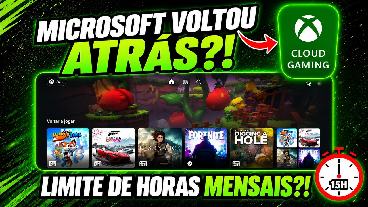 MICROSOFT RECUOU?! Limite de HORAS do XCLOUD teve uma MUDAN&Ccedil;A!