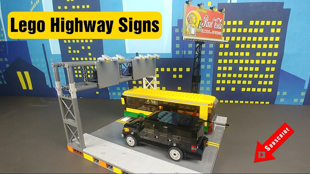 Highway signs moc up for a lego city.