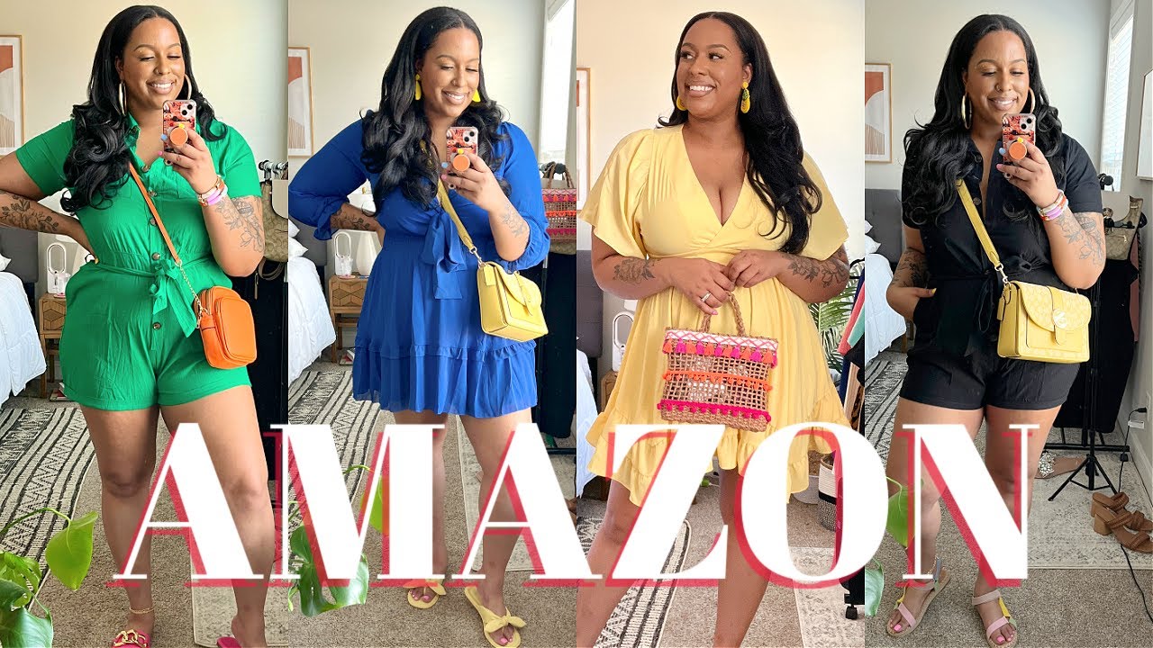 STYLING SPRING/SUMMER PIECES FROM AMAZON! | DRESSES & ROMPERS | SIZE 16/18 | 6'0 | CUTE & COMFY