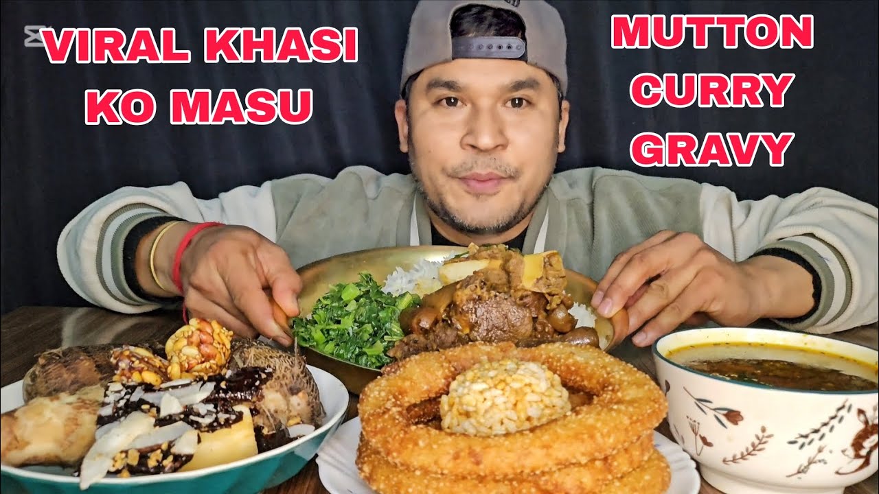 VIRAL Mutton Curry KHASI KO MASU Nepali Mukbang | Foodieajaya | Nepali Eating Show 