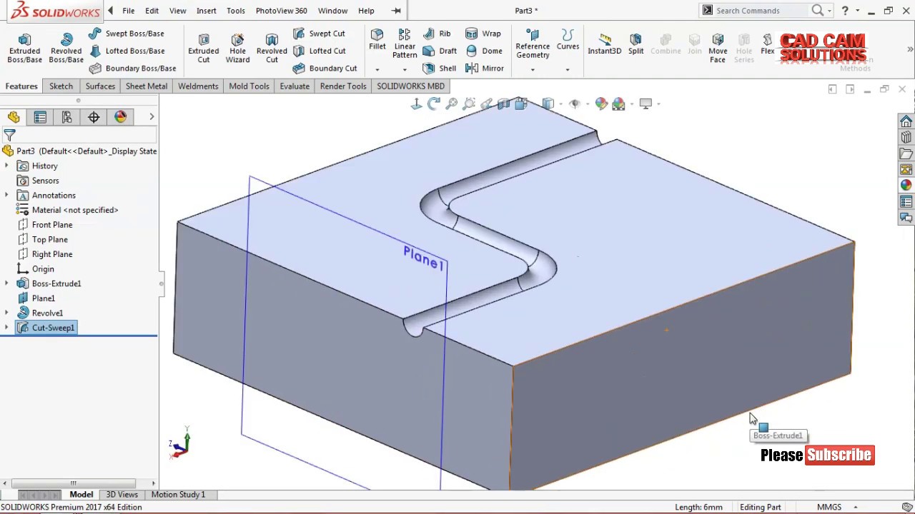 #SolidWorks #sweep Cut