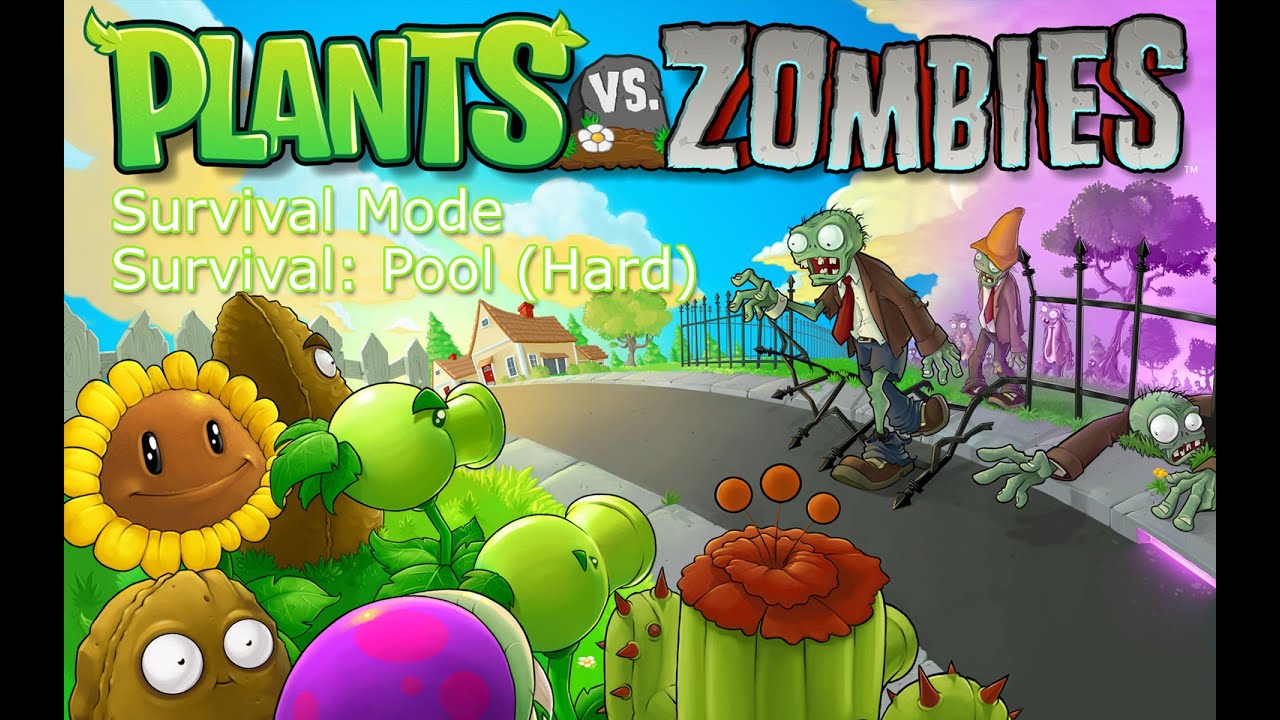 Plants vs Zombies - Survival Mode - Survival: Pool (Hard)