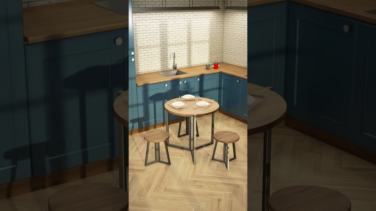 Dining Table and Stool Set That Folds Into Its Own Storage. Diy Concept