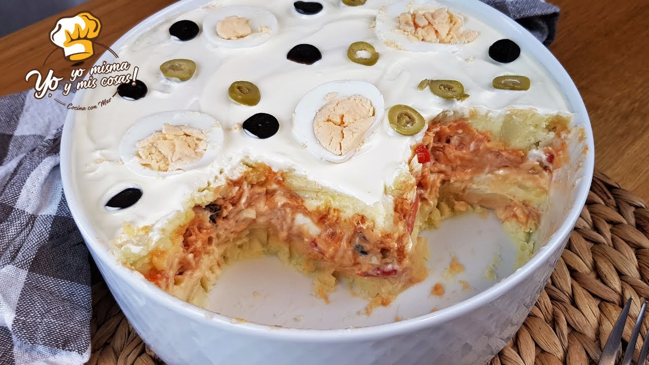 ➡️ PASTEL Frío de PATATAS relleno ¡Muy fácil!