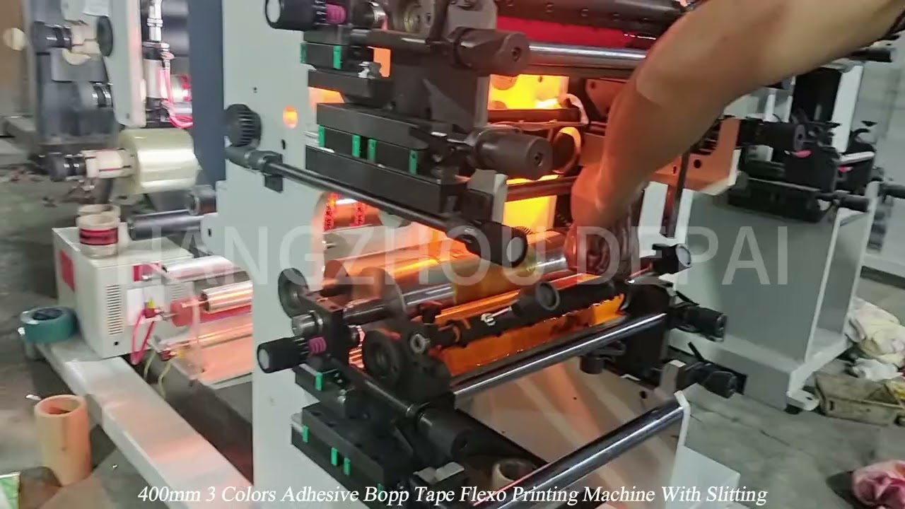 400mm 3 Colors Adhesive Bopp Tape Flexo Printing Machine With Slitting