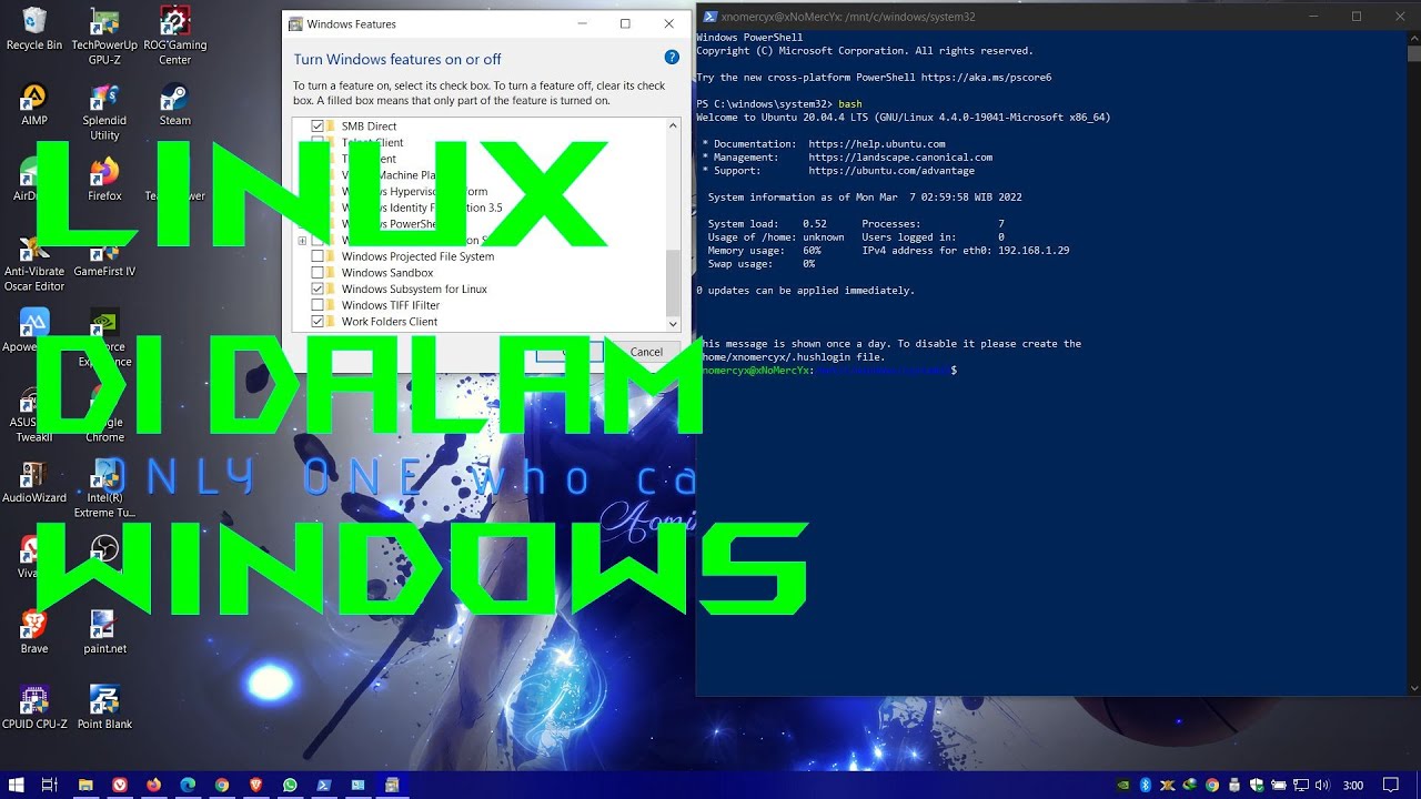 CARA INSTALL WINDOWS SUBSYSTEM FOR LINUX | TUTORIAL