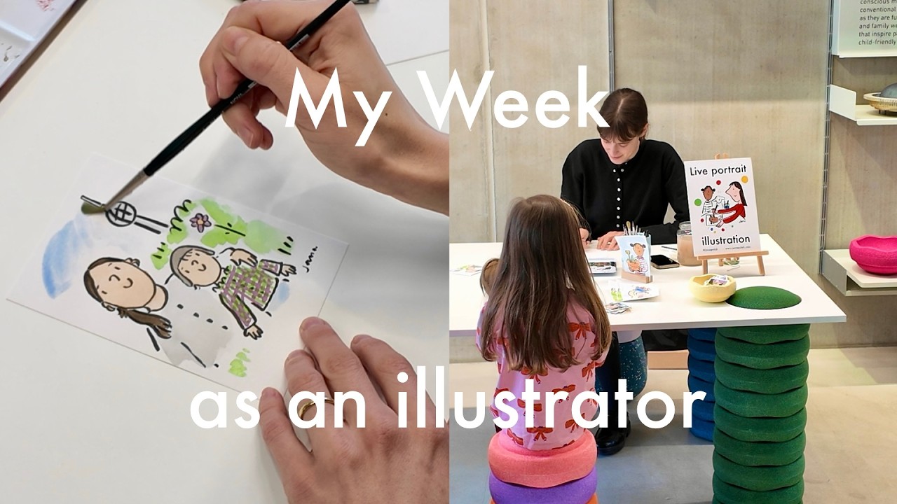 My Week as an Illustrator in Berlin, Draw With Me, Live Portraits, Managing Freelance Life / Vlog