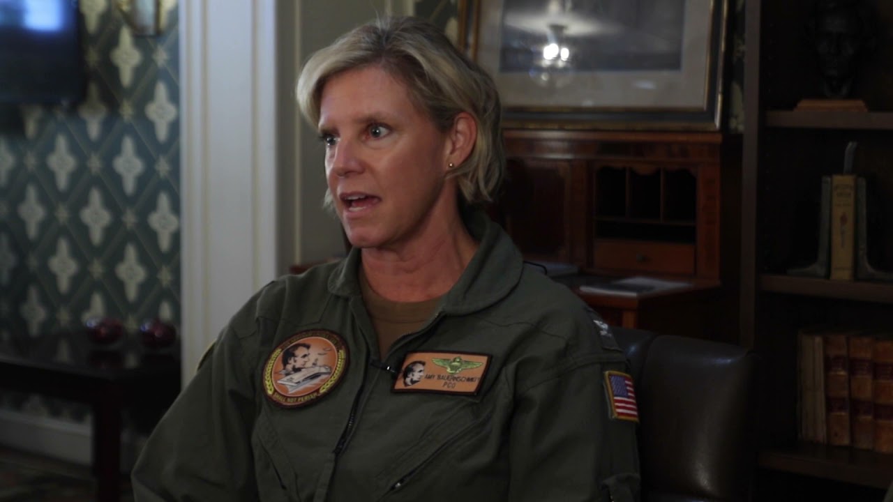 Capt. Amy N. Bauernschmidt speaks about assuming duties as Abraham Lincoln commanding officer
