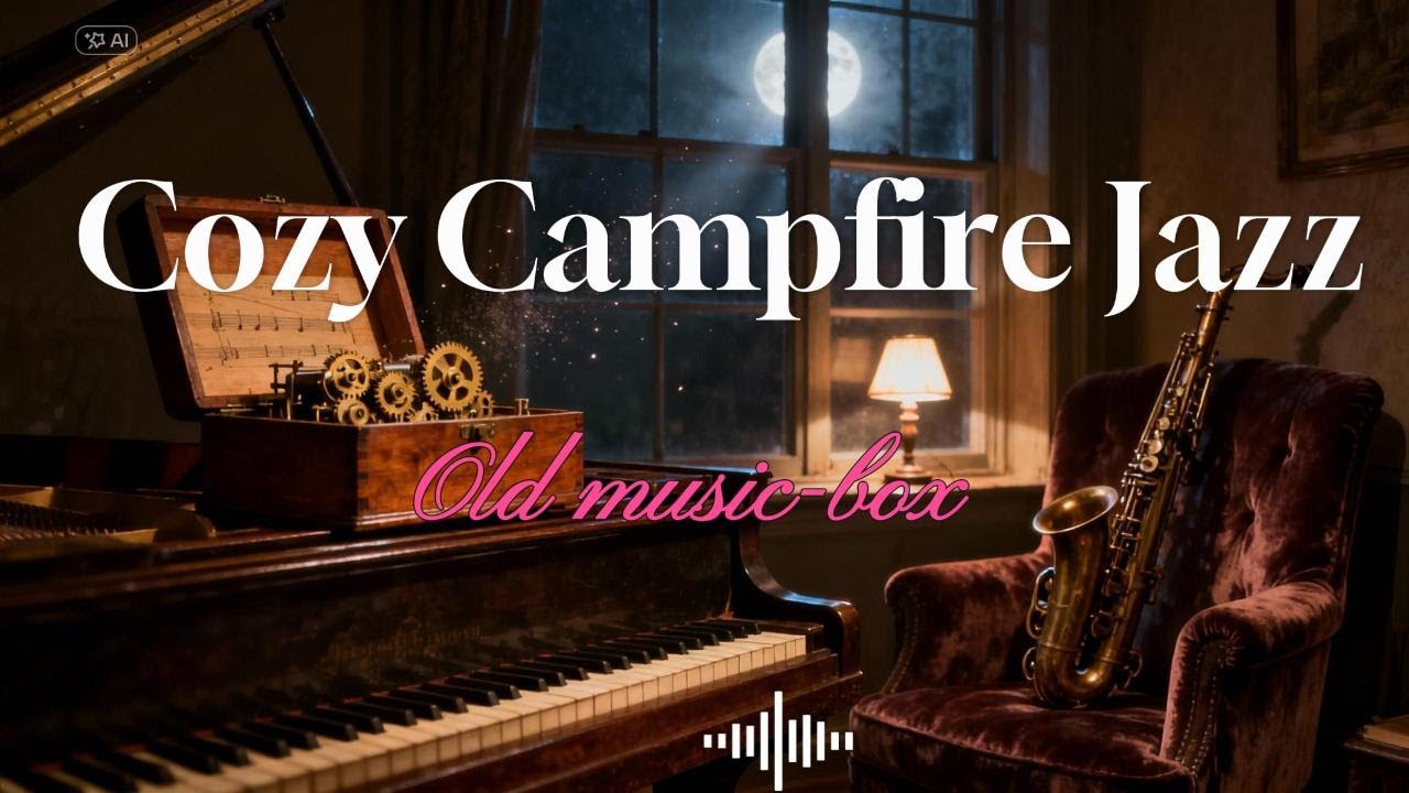Cozy Campfire Jazz & Old Music Box 🍂 Relaxing Vintage Jazz Piano for Sleep & Study