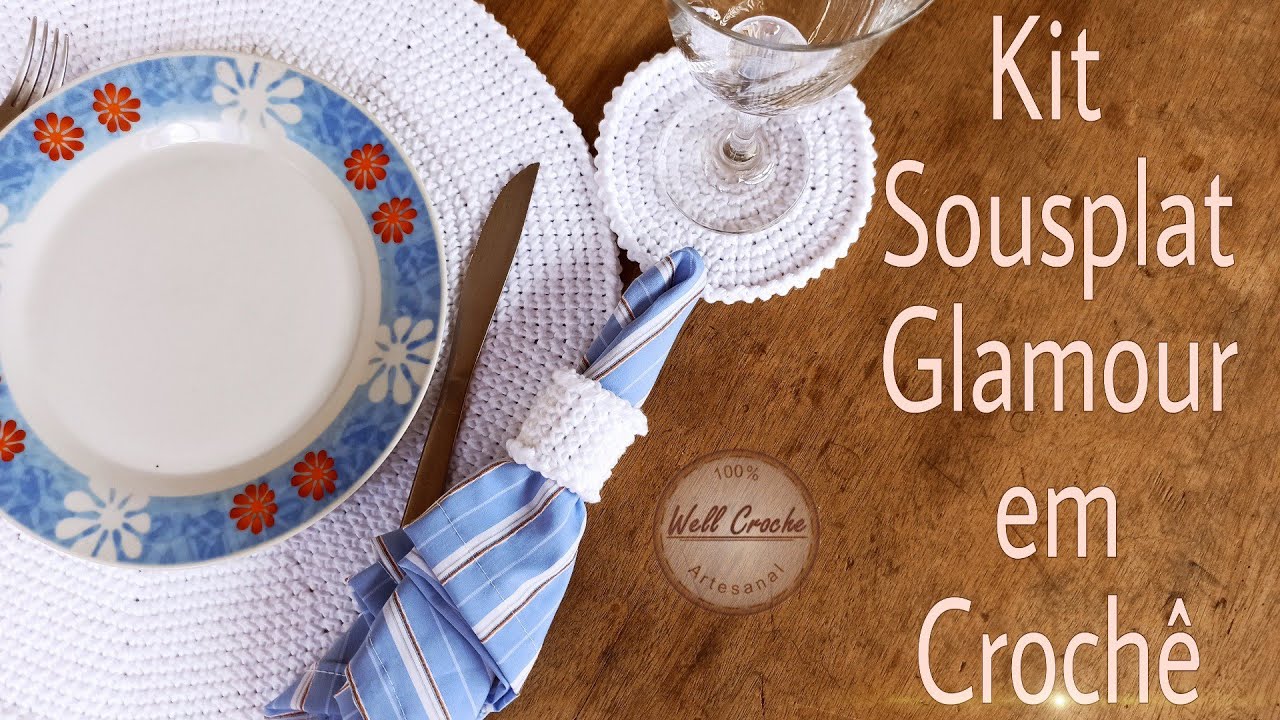 kit Sousplat Glamour em Crochê