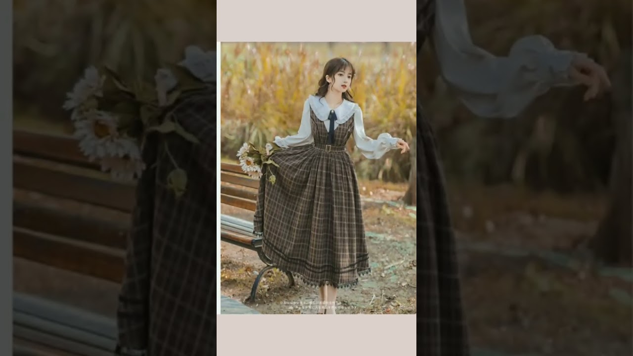 beautiful brown dress check dress #koreanstyle #shots #koreandress #trandingshorts #dress