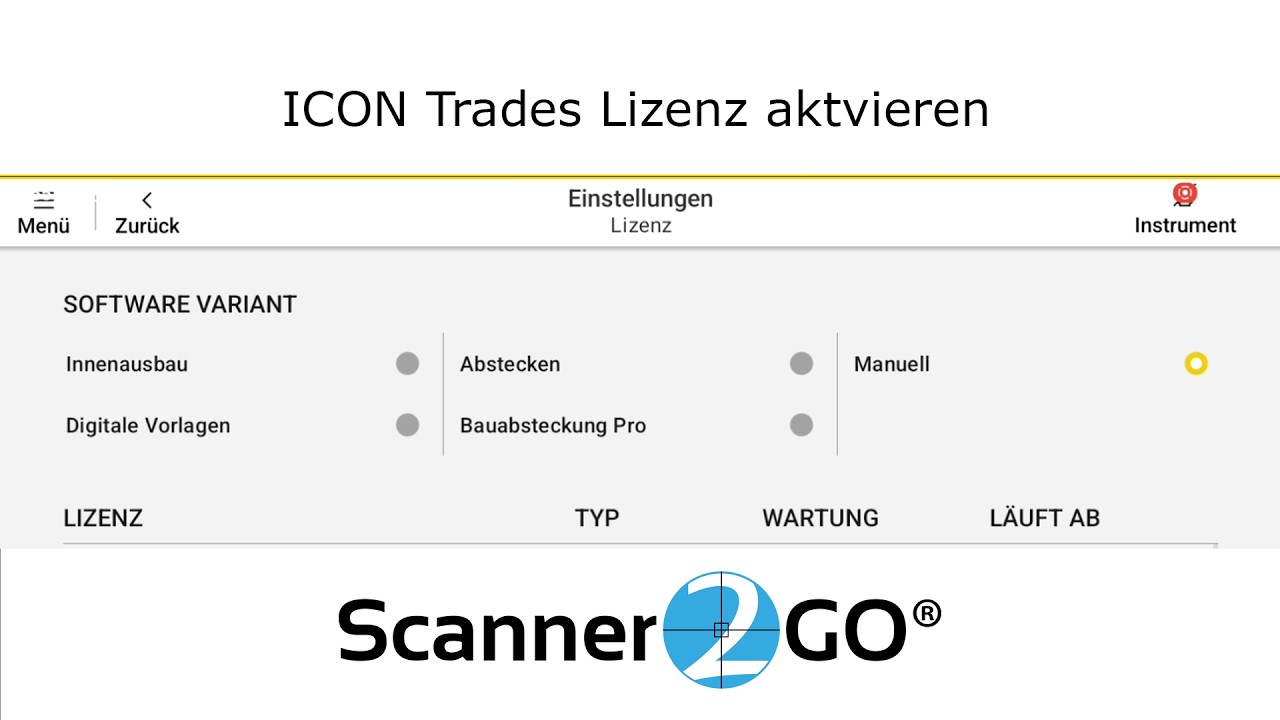Aktivierung Leica ICON Trades Software -  Scanner2GO