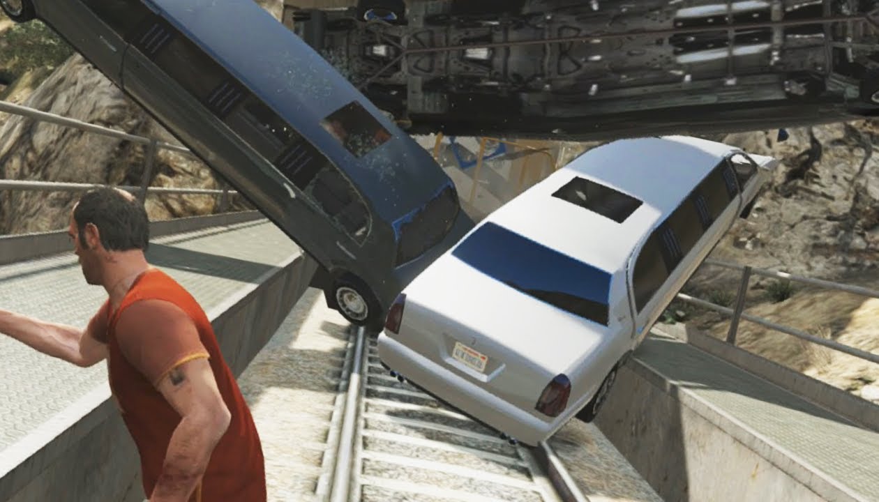 GTA 5 - EXTREME TRAIN STUNTS - (GTA V - Funny Moments #6) - *NO SPOILERS*