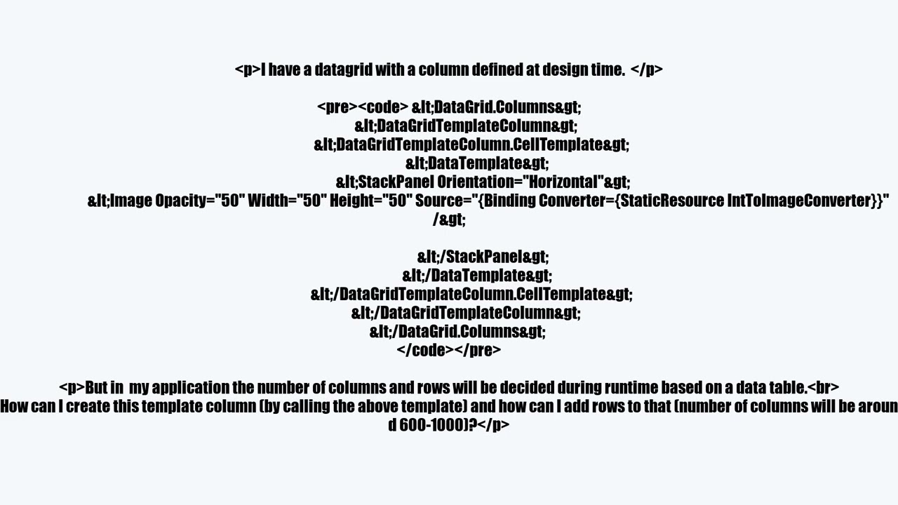 Adding datagridtemplate column and data during runtime