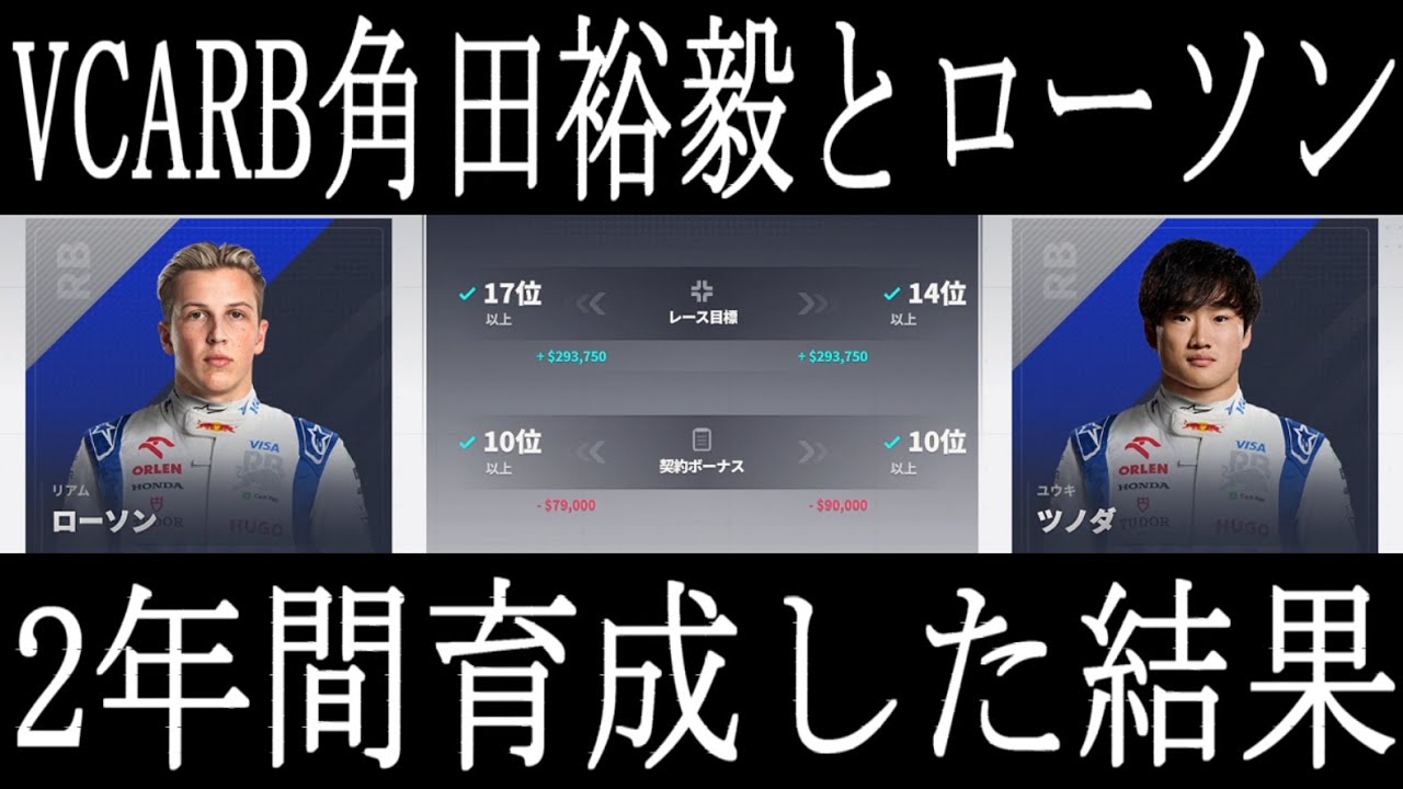 【F1Manager2024】VCARB角田裕毅とローソンを2年間育成した末にピアストリ獲得【フェルスタッペン対RB】5年目開幕戦