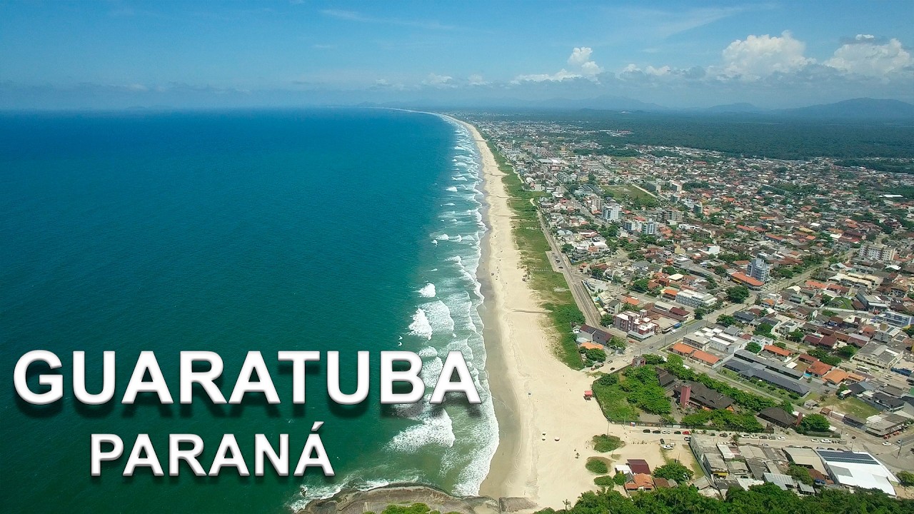 Passeio de drone pela orla de Guaratuba no Paraná em 4k