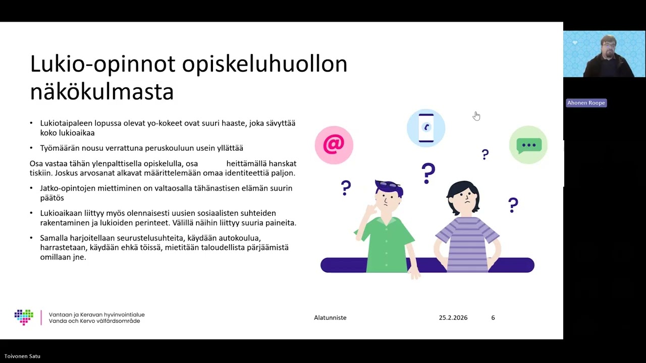 Vantaan ja Keravan lukioiden sekä perheneuvolan yhteinen etävanhempainilta