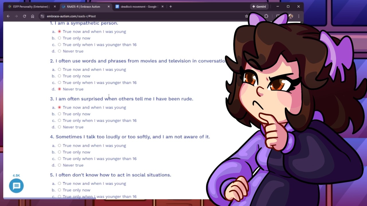 Eskay passes(?) an autism test