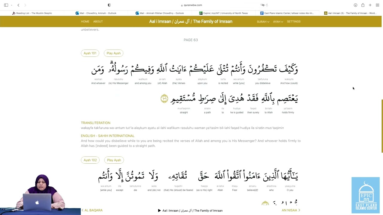 Aal i Imran Think and Submit 98-103 #26 | Cover to Cover Tafseer | Usthada Aminah Chowdhry